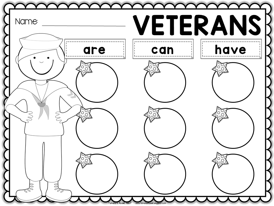 Veterans Day Printables For Elementary Students