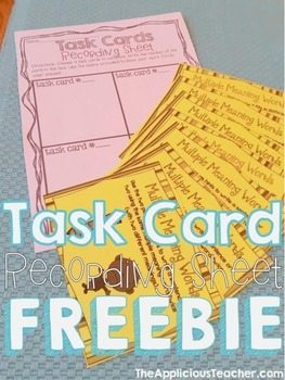 Task Cards Recording Sheet FREEBIE