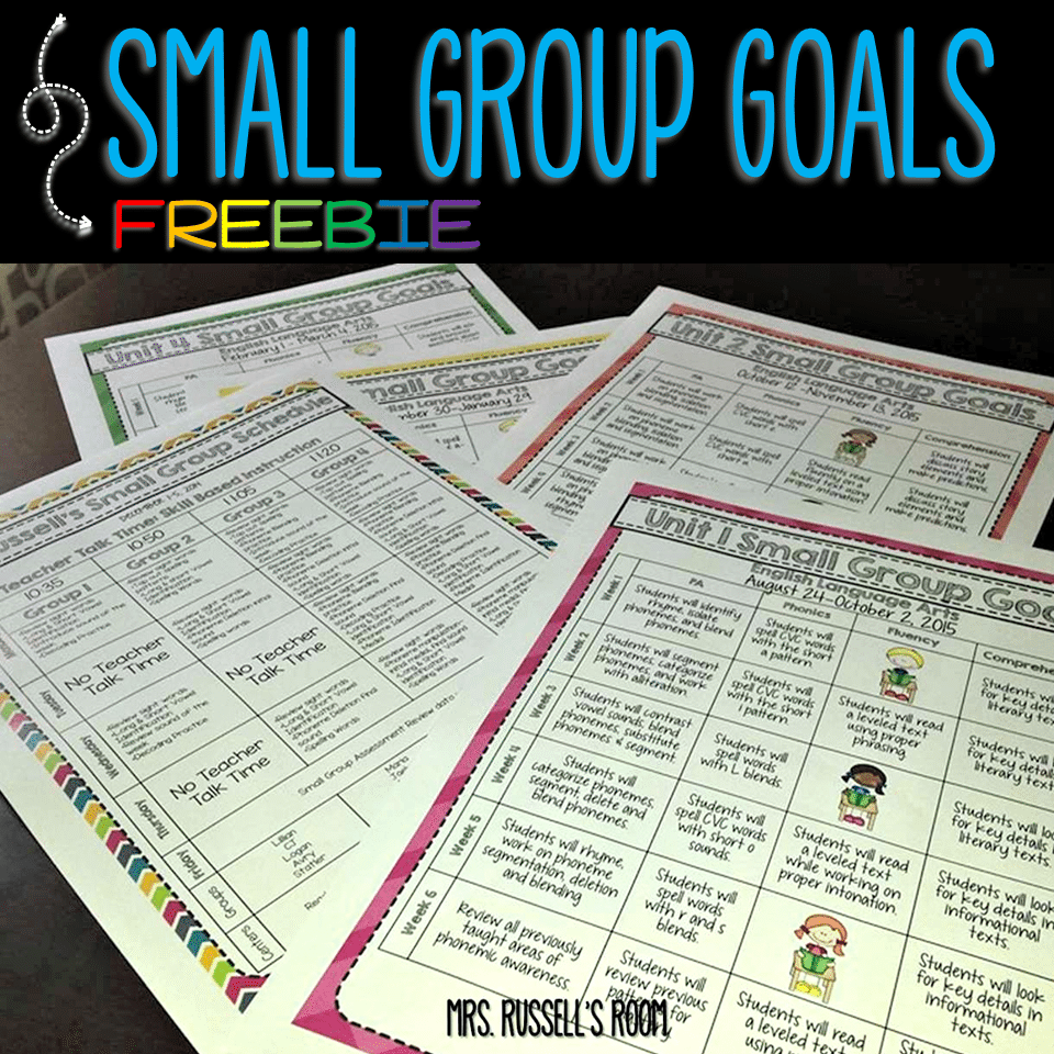 small group goals sheets